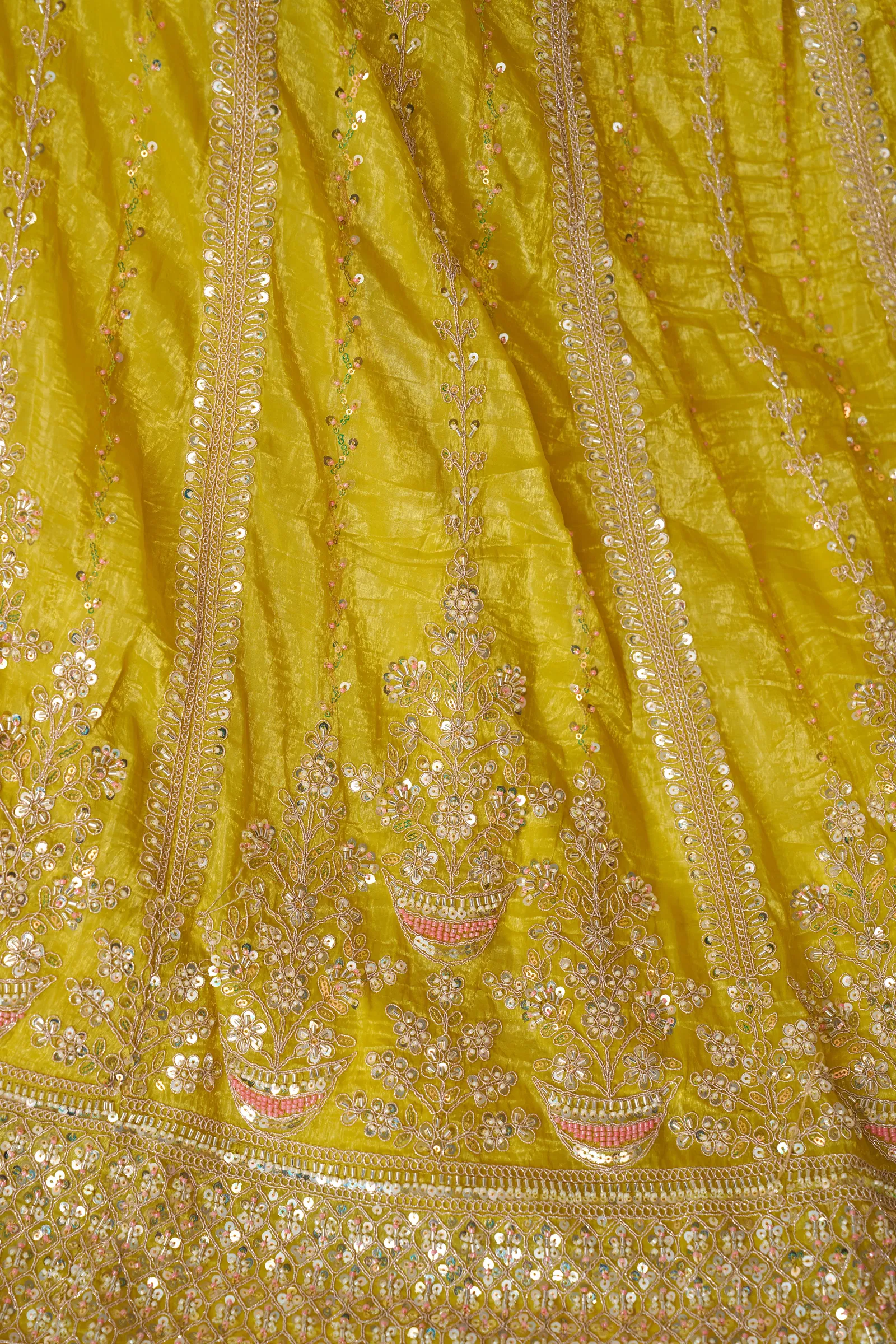 Kf 44 Yellow Jimmy Choo Embroidered Bridal Lehenga Wholesale In India